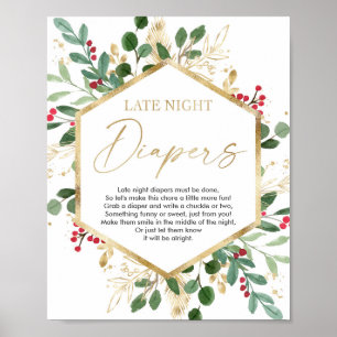 Poster Jeu de baby shower des couches tard dans la nuit N