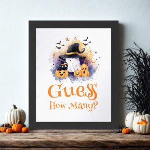 Poster Jeu de Baby shower "Devinez combien" d'Halloween
