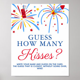 Poster Jeu de Baby Shower du 4 juillet Combien de baisers