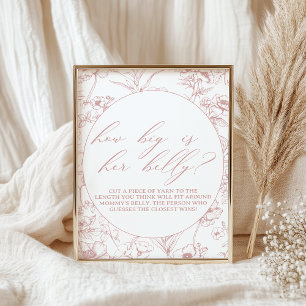 Poster Jeu de Baby Shower Fleur Rose Vintage Intemporel