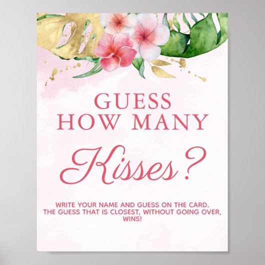 Poster Jeu de Baby shower floral d'été tropical moderne (Devant)