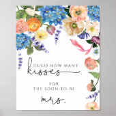 Poster Jeu de Baby Shower Floral Devinez combien de baise (Devant)