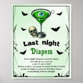Poster Jeu de Baby shower Halloween "Dernier Night Diaper (Devant)