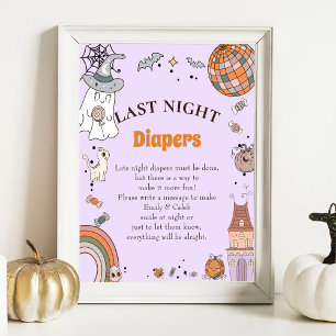 Poster Jeu de Baby shower Halloween "Dernier Night Diaper