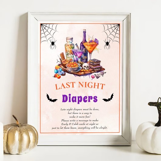 Poster Jeu de Baby shower Halloween "Dernier Night Diaper