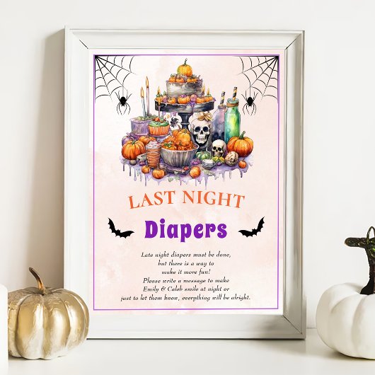 Poster Jeu de Baby shower Halloween "Dernier Night Diaper