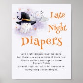 Poster Jeu de Baby shower Halloween 'Late Night Diapers' (Devant)