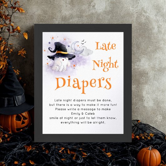 Poster Jeu de Baby shower Halloween 'Late Night Diapers'