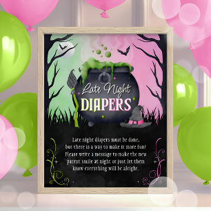 Poster Jeu de Baby shower Halloween "Late Night Diapers"