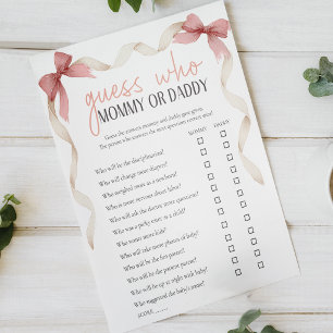 Poster Jeu de Baby Shower Maman ou Papa Fleurs Douces