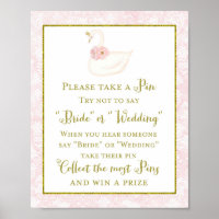Jeu de Baby Shower Mariage Cygne Rose Imprimé