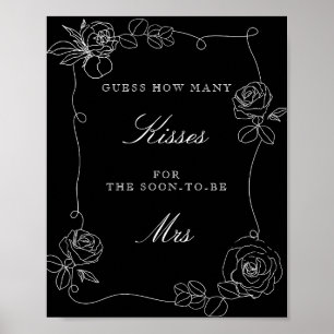Poster Jeu de Baby Shower Mariage Devine Combien de Bisou
