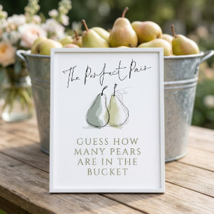 Poster Jeu de Baby Shower Mariage Perfect Pair Pear Combi