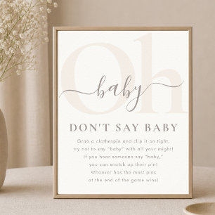 Poster Jeu de Baby Shower Minimaliste Bohème Oh Bébé Ne D