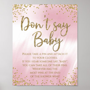 Poster Jeu de baby shower 'Ne dites pas bébé'