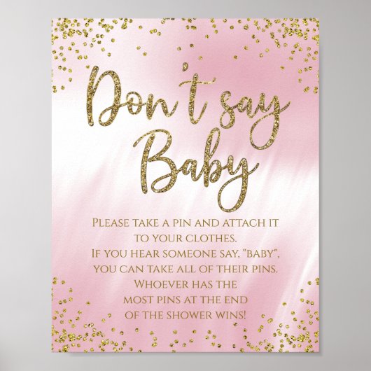 Poster Jeu de baby shower 'Ne dites pas bébé' (Devant)