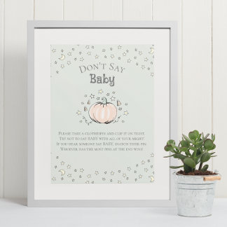 Poster Jeu de Baby Shower 'Ne dites pas Bébé' Citrouille