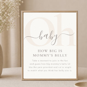 Poster Jeu de Baby Shower Neutre Oh Bébé Devine le Ventre