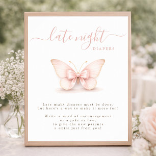 Poster Jeu de Baby Shower Papillon Signe de Couches de Nu