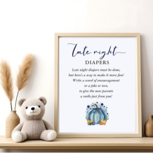 Poster Jeu de Baby Shower Petit Citrouille Couches de Nui
