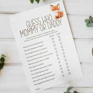 Poster Jeu de Baby Shower 'Petit Renard Maman ou Papa'