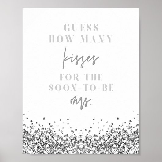 Poster Jeu de baby shower REGINA Silver How Many Kisses P (Devant)