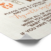 Poster Jeu de Baby shower Woodland - Ne pas dire bébé (Coin)