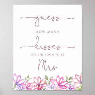 Poster Jeu de baisers de Baby Shower Fleurs de verdure ro