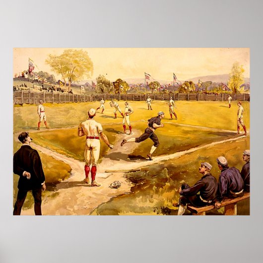 Poster Jeu de baseball vintage (Devant)