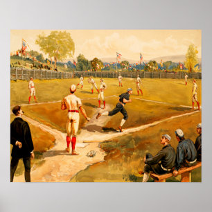 Poster Jeu de baseball vintage