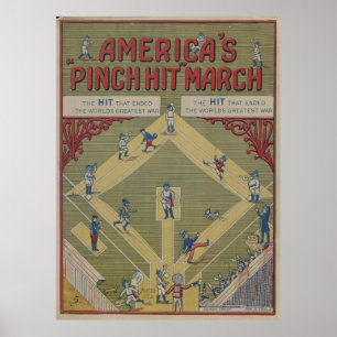 Poster Jeu de baseball vintage Cartoon (1919) de WWI
