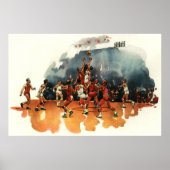 Poster Jeu De Basketball vintage, Joueurs De Basketball (Devant)