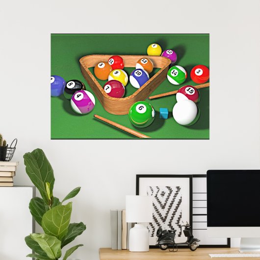 Poster Jeu de billard, coloré (Bureau à domicile)