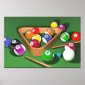Poster Jeu de billard, coloré (Devant)