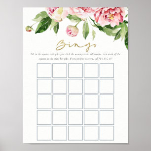 Poster Jeu de Bingo Aquarelle Flush Doux Peony