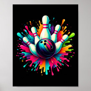 Poster Jeu de Bowling coloré Jour Bowling mignon Colorspl