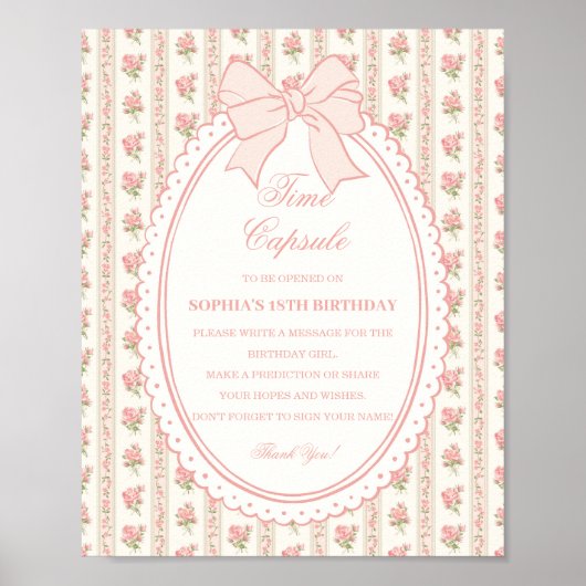 Poster Jeu de capsule temporelle florale fantaisie Peach (Devant)