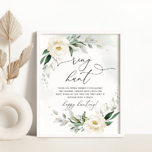 Poster Jeu de chasse à la bague florale élégante en feuil