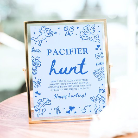 Poster Jeu de chasse à la tétine bébé Saint-Valentin dess