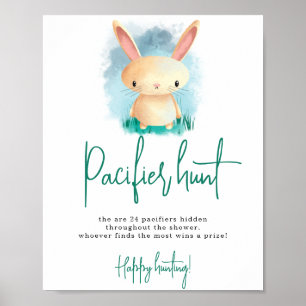 Poster Jeu de chasse à la tétine de lapin baby shower