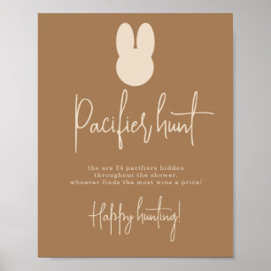 Poster Jeu de chasse à la tétine simple lapin baby shower