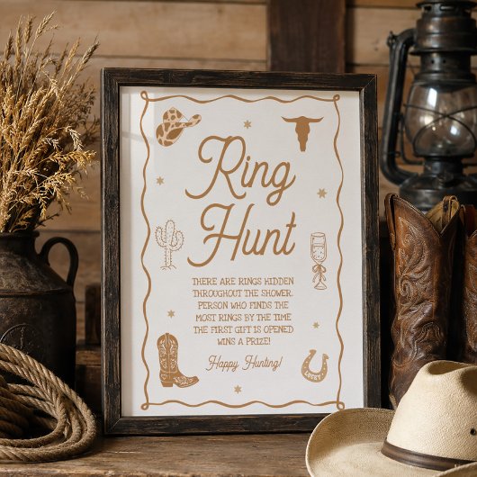 Poster Jeu de chasse à l'anneau de douche de mariage de c