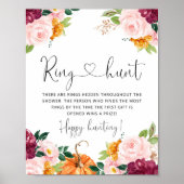 Poster Jeu de chasse à l'anneau de douche nuptiale floral (Devant)