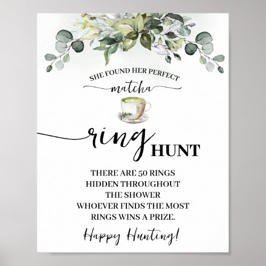 Poster Jeu de chasse à l'anneau de mariage Eucalyptus Mat (Devant)