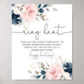 Poster Jeu de chasse à l'anneau de mariage floral rose Na (Devant)
