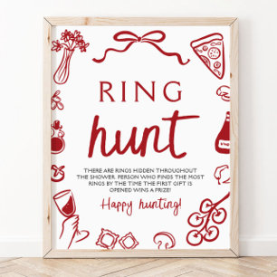 Poster Jeu de chasse à l'anneau de pâtes italien rouge po