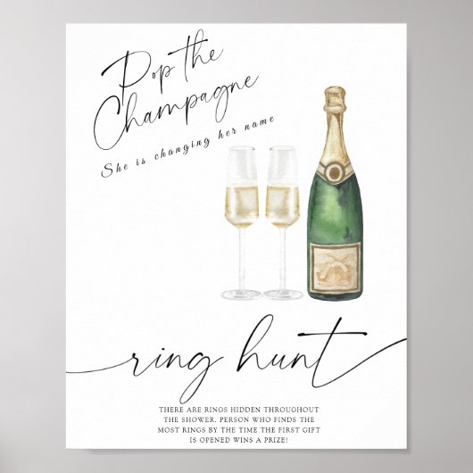 Poster Jeu de chasse à l'anneau de shower de mariage - Ch (Devant)