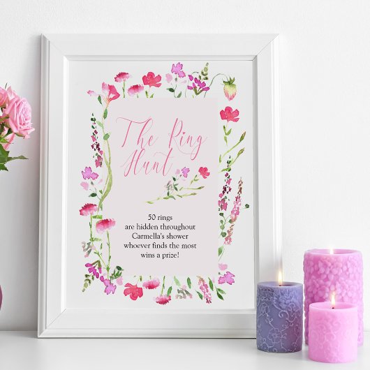 Poster Jeu de chasse à l'anneau Fleur sauvage rose Enterr