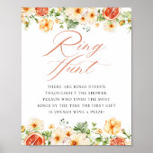 Poster Jeu de chasse à l'anneau floral citrus pour la dou (Devant)