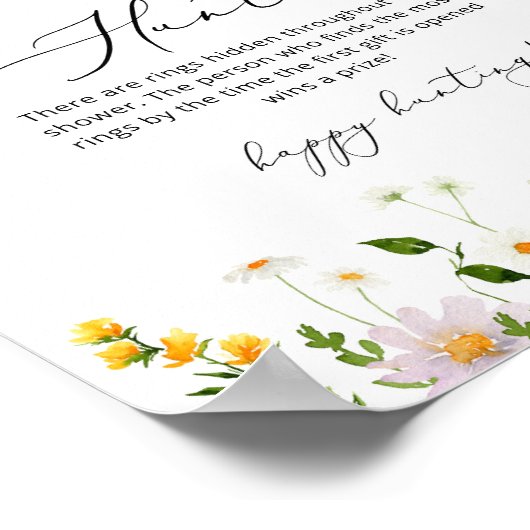 Poster Jeu de chasse à l'anneau floral de fleurs sauvages (Coin)